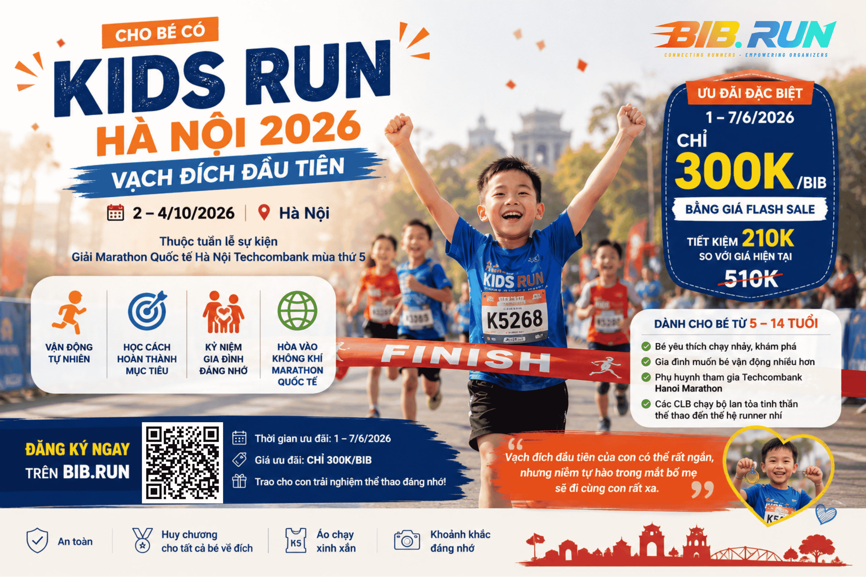 KIDS RUN Hà Nội 2026 giá 300K: Cơ hội để bé có vạch đích đầu tiên